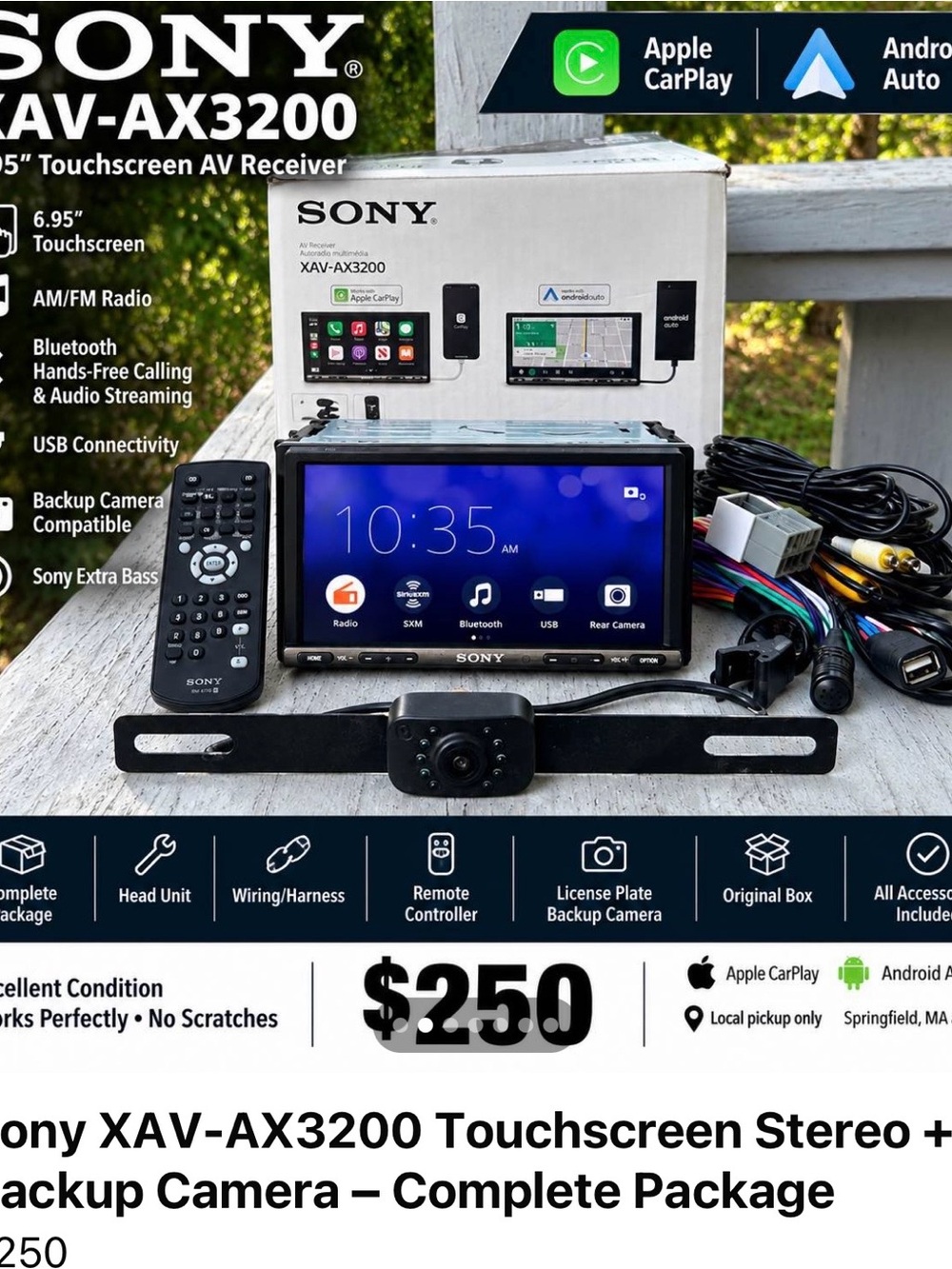Sony Double-DIN Touchscreen Car Stereo Receiver in Black and Blue Display